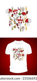 Vektorgrafik-T-Shirt-Design, mit Pilzen