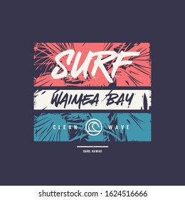 Vector graphic t-shirt design, poster, print on the theme of surfing.