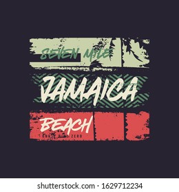 Vector graphic t-shirt design, poster, print on the theme of Jamaica vacation.