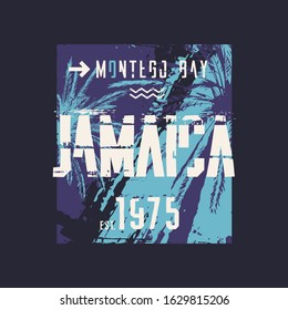 Vector graphic t-shirt design, poster, print on the theme of Jamaica vacation.