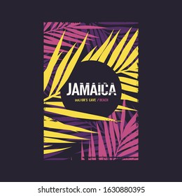 Vector graphic t-shirt design, poster, print on the theme of Jamaica vacation.