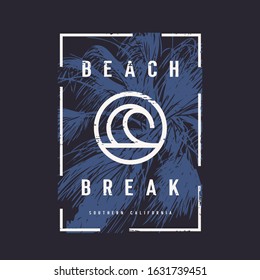 Vector graphic t-shirt design, poster, print on the theme of surfing.