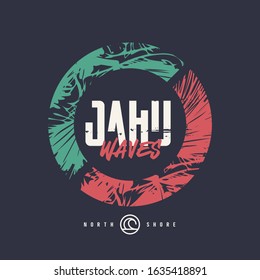 Vector graphic t-shirt design, poster, print on the theme of surfing.