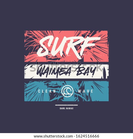 Vector graphic t-shirt design, poster, print on the theme of surfing.