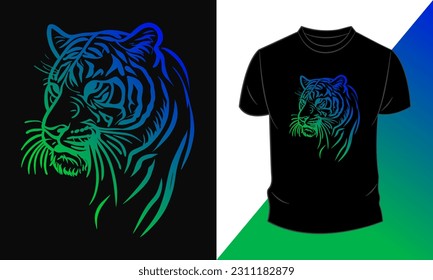 Diseño de camisetas gráficas vectoriales, con tigre