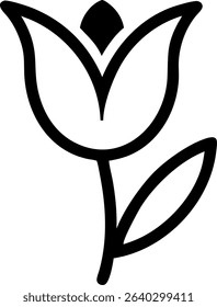 A vector graphic of a tulip flower, suitable for use as an icon.