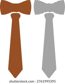 Vector graphic of two different bow ties and ties with illustration signifies
