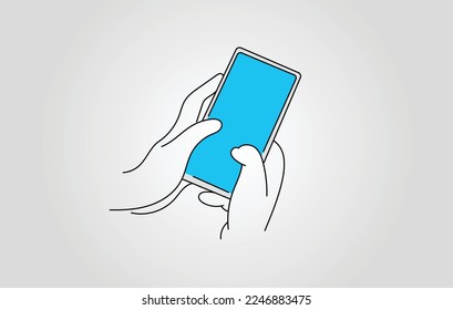 Vector graphic of two hands typing on a smart phone screen
