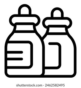 Vector graphic of two stylized condiment bottles in a simple line art design