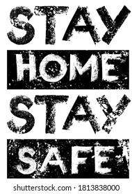 Vector Graphic Typography Stay Home Stay Safe Black