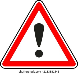 Vector graphic of a uk danger ahead road sign. It consists of a exclamation mark symbol contained within a red triangle