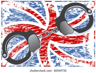 Vector graphic Union Jack and handcuffs