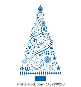 Vector Graphic unique design handcrafted Pattern Christmas trees 