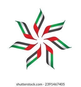 A vector graphic unit with seven flags which represents seven emirates of UAE. 2nd December is celebrated as a National Day of United Arab Emirates.