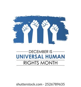 Vektorgrafik der Hintergrunddesignvorlage Universal Human Rights Month. Urlaubskonzept. Bannerplakat, Flyer und Hintergrunddesignvorlage. Vektorgrafik.