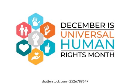 vector graphic of Universal Human Rights Month background design template. Holiday concept. Banner poster, flyer and background design template. Vector illustration.