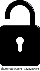 Vector graphic of unlocked padlock, signifying accessible..