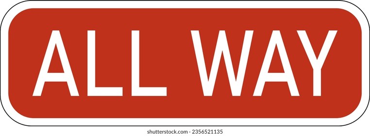 Vector graphic of a usa All Way highway sign. It consists of the wording All Way contained in a red rectangle svg