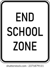 Vector graphic of a USA End School Zone mutcd highway sign. It consists of the wording End School Zone in a white rectangle