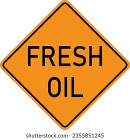 Vector graphic of a USA Fresh Oil highway sign. It consists of the wording Fresh Oil within a black and orange square tilted to 45 degrees