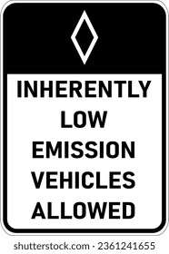 Vector graphic of a usa Inherently Low Emission Vehicles highway sign. It consists of the wording  Inherently Low Emission Vehicles contained in a white rectangle