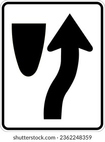 Vector graphic of a usa Keep Right highway sign. It consists of  a curved arrow passing to the right of the median contained in a white rectangle svg