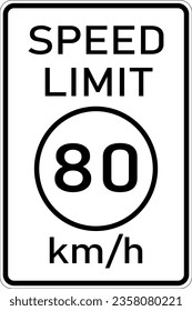 Vector graphic of a usa kph Speed Limit highway sign. It consists of the wording Speed Limit and the actual limit in a circle all in a white rectangle svg