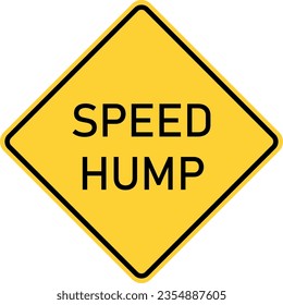 Vector graphic of a usa Speed Hump highway sign. It consists of the wording Speed Hump within a black and yellow square tilted to 45 degrees