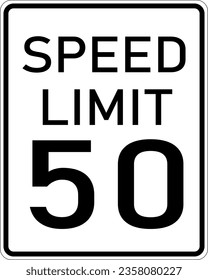 Vector graphic of a usa Speed Limit highway sign. It consists of the wording Speed Limit and the limit in numerals in a white rectangle