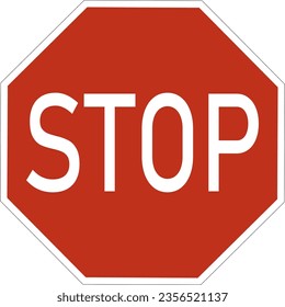 Vector graphic of a usa Stop highway sign. It consists of the wording Stop contained in a red octagon
