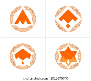Vector graphic of various star configurations with graphic stripes background. Star icon, from 3rd, 4th, 5th star to 14th star. Perfect to use for decoration for certain religious, community, and logo