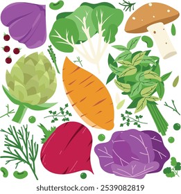 vector graphic of vegetable pack variations