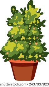 Vector graphic of a vibrant green potted shrub