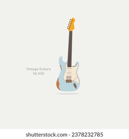 vector graphic of Vintage guitars V6 HSS good for national Vintage guitars V6 HSS celebration. flat design. flyer design.flat illustration.