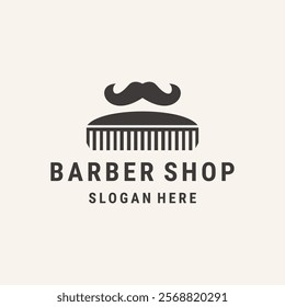 Vector graphic of vintage retro barbershop label stamp logo design