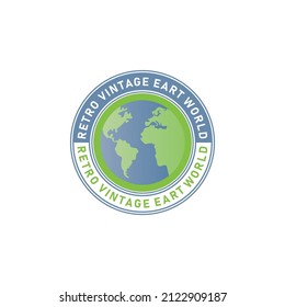 Vector graphic of vintage world emblem, world, map, europe, asia america ,africa, sea. Perfect for world map business and holiday.