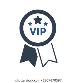 Vector graphic of a VIP award. This emblem signifies special access or achievement ideal for marketing campaigns recognizing top customers.