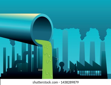 Vector graphic of a waste pipe from factories, disposal, pollution concept