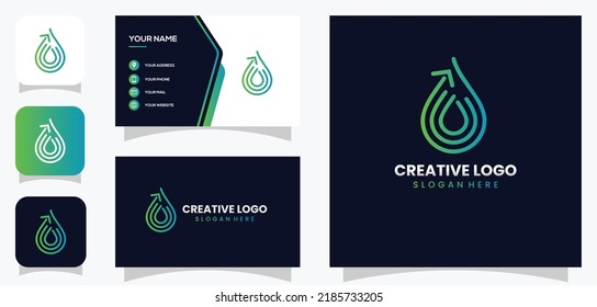 vector graphic of water drop and arrow logo concept, this logo is good for investment, accounting and industrial companies