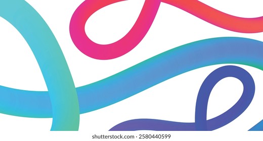 Vector Graphic with Wavy Lines in Rainbow Colors. Abstract Color Gradient Swirl Shapes Set in white background . Colorful Fluid Wave Pattern. Squiggly Design Elements
