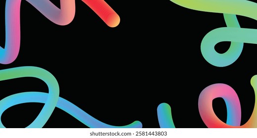 Vector Graphic with Wavy Lines in Rainbow Colors. Abstract Color Gradient Swirl Shape in white background . Colorful Fluid Wave Pattern. Squiggly Design Elements
