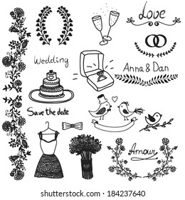 Vector graphic wedding set