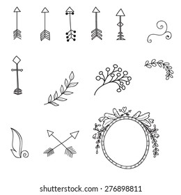 Vector graphic wedding set: calligraphic design elements and page decoration