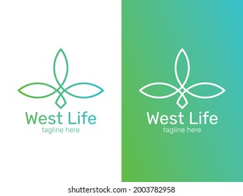 Vector graphic of West Life Logo, Leaf-shaped that has a different direction. Fit for use with logos of non-profit organizations or similar companies.