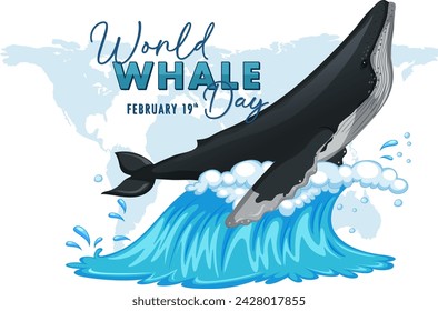 Vector graphic of a whale leaping above ocean waves