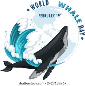 Vector graphic of a whale for World Whale Day.