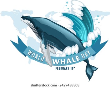 Vector graphic of a whale with World Whale Day banner