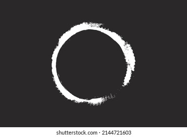 Vector graphic of white ink grunge round with brush on black background. Circle Grunge Distressed Paint Background. vector eps10.
