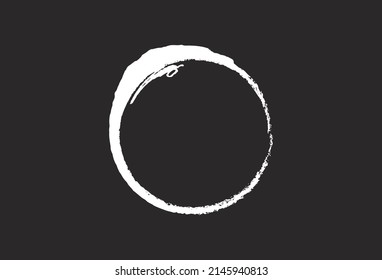 Vektorgrafik von weißem farbigem Grunge, rund mit Bürste auf schwarzem Hintergrund. Circle Grunge bedrückt rohen Hintergrund. Vektor eps10.
