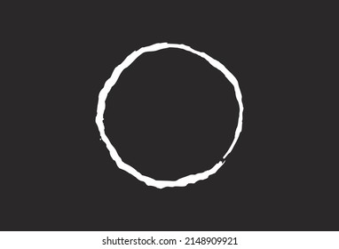 Vector graphic of white ink grunge round with brush on black background. grunge textured hand drawn element. Circle Grunge Distressed Paint Background. vector eps10.
